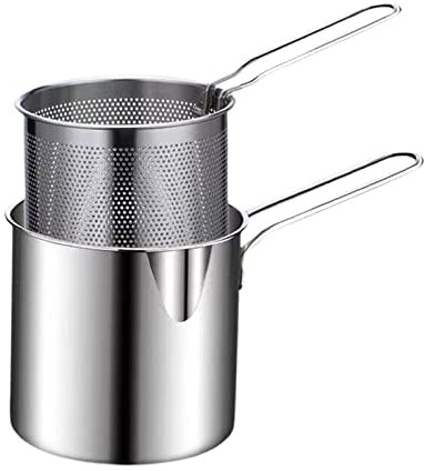 Pentola profonda in acciaio inox con colino per pesce secco