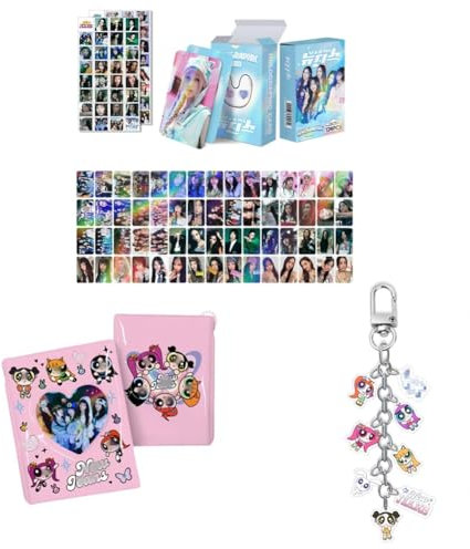 ZRHMCJEN K-Pop Set 60Pcs Photocards Postcards, 64Pcs Stickers, Album Binder Holder Book, Keykeychain/New-Jeans