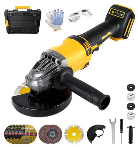 Sladdlös vinkelslip för Dewalt (utan batteri), 125 mm, 10 000 varv/min, elskärverktyg, borstlös motor med 6 skärskivor för att skära trä, plast, metall
