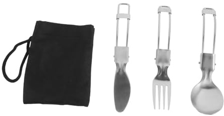 TOYANDONA Set Couverts Camping Pliables Fourchette Cuillère Inox Vaisselle Extérieur Pique- Ustensiles Randonnée Couverts Voyage