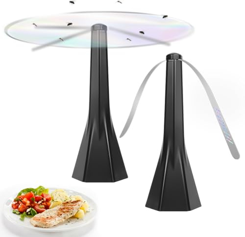 AOOWU Fly Fans for Tables, 2PCS Effective Fly Repellent Fan with Soft Blades, Automatic Bugs Repellent for Restaurants for Outdoor Indoors, Picnic, BBQ, Party