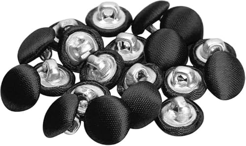 20 Pack Black Smooth Satin Covered Bridal Buttons Metal Shank Buttons for DIY Tuxedo Suits Gowns Blouses Coats Upholstery Sewing Project