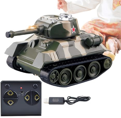 RC Stridsvagn Fjärrstyrd Realistisk Interaktiv | Realistisk fordonsleksak för Barn Pojkar Flickor Vardagsrum Sovrum Utomhus Trädgård STEM-Pedagogiska Lärandeaktiviteter