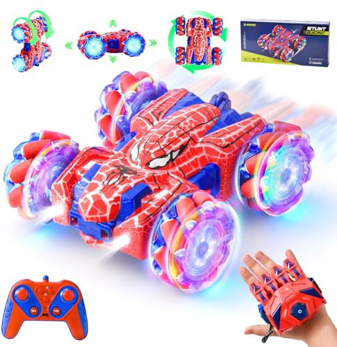 LTFIOON Coche Teledirigido Spider, Juguetes Niños 3 4 5 6 7 8 9 Años, 2,4Ghz 360° Rotación con Luces, Monster Truck Coches para Niños, Juegos Exterior Niños Regalo Cumpleaños Navidad