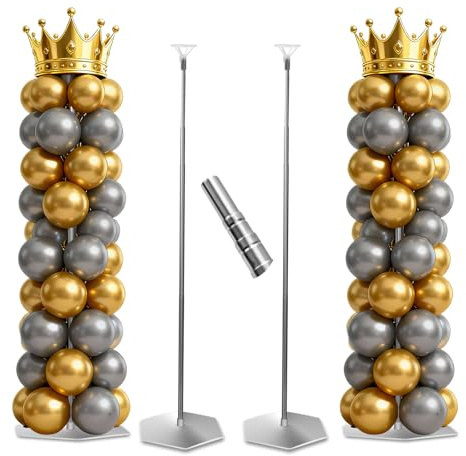 Kit De Soporte De Columna De Globos De Metal 4 PCS - Altura Ajustable 2m & Telescópico - Arco Para Globos Con Base De Agua Estable - Decoración Reutilizable Para Cumpleaños, Boda, Fiesta, Graduación