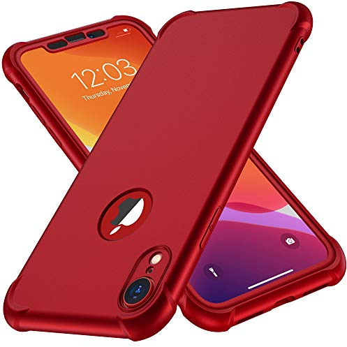 ORETECH for iPhone XR Case, with [2 Pack 9H Screen Protectors] [10 Ft Military Grade Drop Test] [Camera Protection] 360 Shockproof Ultra Thin Anti Scratch Hard PC Silicone Bumper Cover - Red