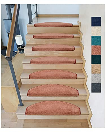 Kettelservice-Metzker Stufenmatten Sweet I weicher Treppenteppich Halbrund in versch. Farben I Farben Altrosa 15 Stück