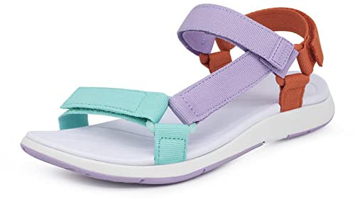 GRITION Wandersandalen Sommer Damen, Trekkingsandalen Outdoor Leicht Frauen, Outdoor Bequeme Athletic Sandalen für Damen, 36EU Flieder MEHRWEG
