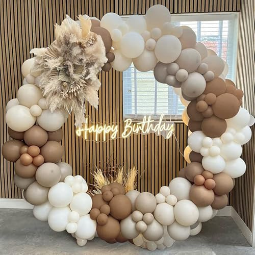 Arco para Globos Beige, Guirnalda Globos Beige para Decoración Cumpleaños, 137 Piezas Globos de Color Caqui, Marrón, y Blanco, Arco de Globos Desnudos para Fiesta Cumpleaños, Baby Shower