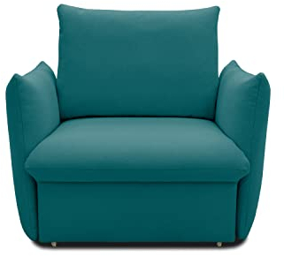 DOMO. collection Sessel Cloud Box, Armsessel mit Schlaffunktion und Boxspringfederung, Schlafsessel, Boxspringsessel, Polstersessel, 120 x 97 x 100 cm (BxTxH), türkis