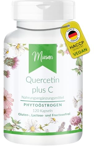 Quercetin plus C - PHYTOÖSTROGEN - 120 Kapseln - Hochdosiert - 100% Vegan – Herstellung & Laborprüfung in Deutschland | MIOSAN® CLUB - Exklusives Wohlbefinden