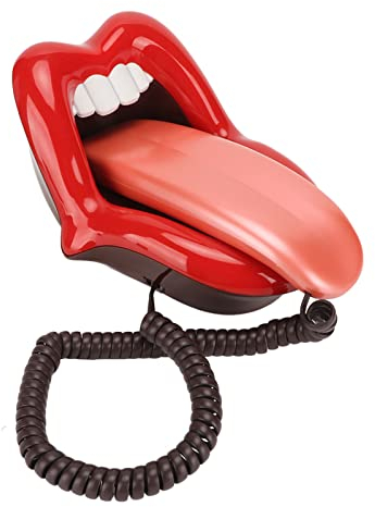 Teléfono de Boca Roja, Teléfono Fijo con Forma de Lengua Grande, Lindo Teléfono con Cable de Lengua Roja Grande para Oficina en Casa