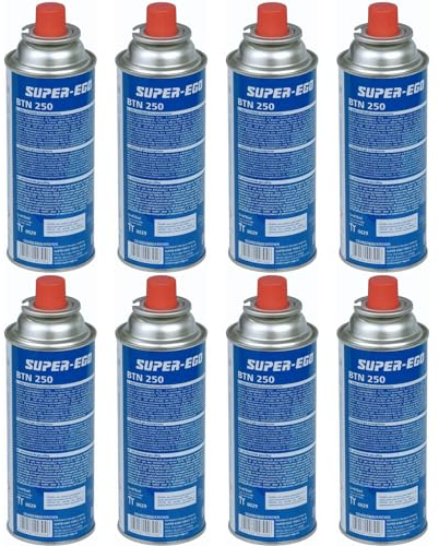 KROWN - Pack de 8 Cartuchos de Gas Butano 227g para Hornillos Quemadores, Cartucho de Gas para Camping 250, Bombonas (8 Unidades)