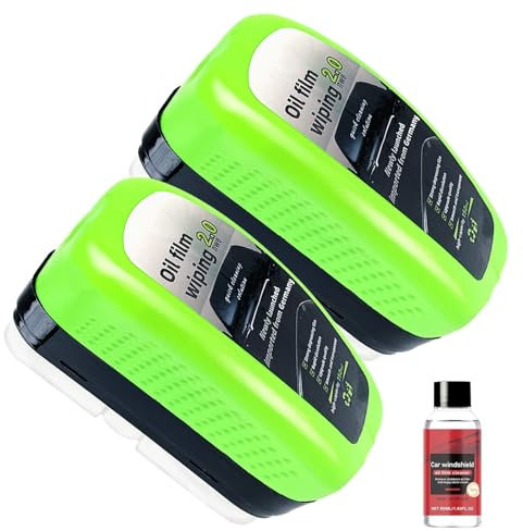 2PCS Automotive Oil Film Cleaning Brush,Car Glass Oil film Remover,Cepillo Limpiador de Películas de Aceite para Automóviles Limpiador,Eliminar Manchas De Suciedad y Agua Cleaner(Verde)