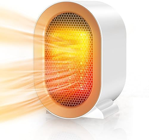 Heizlüfter Energiesparend, PTC-Heizlüfter Leise Keramik Heizung Einstellbare Konstante Temperatur, Tragbare Heizlüfter klein, Überhitzungs- & Kippschutz, für Büro, Heim, Schlafsaal
