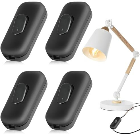 4 Pièces Interrupteur Lampe De Chevet,Interrupteur Bi-Polaire,Interrupteur à Bascule Bipolaire,Interrupteur à Touche Basculante,Interrupteur à Cordon En Ligne,Interupteur Lampe De Chevet