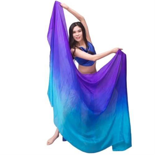 LPHFDCS Velo Para La Danza Del Vientre De Seda Degradado Azul Chal De Seda Bufanda Personalizada Hecha A Mano Para Danza India Yoga Ballet Fiesta Halloween