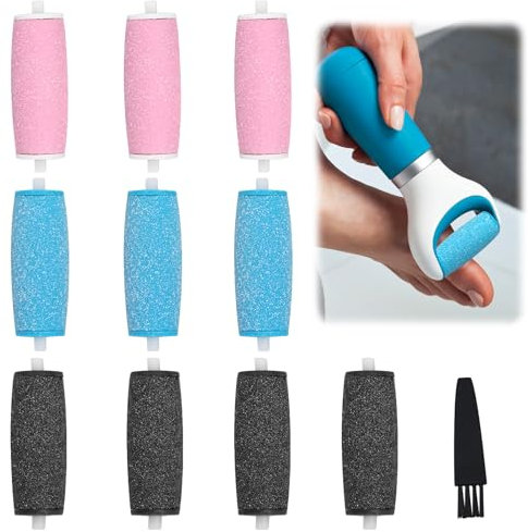 10 Piezas Rodillo Recambio Compatible con Scholl Velvet Smooth Lima Electrico Pies, Set Pedicura Quita Durezas y Callos