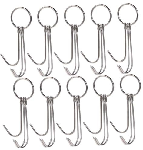 OKUMEYR 10 Ganchos Inoxidable para Carne Gancho para Ahumar y Secar para Carniceros y Resistente y Duradero para Barbacoa y Cocina