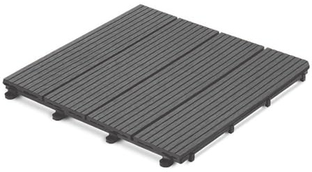 Blumixx WPC Terrassenfliesen Grau Geriffelt 4er Pack – 30x30 cm Klicksystem für Balkon, Terrasse & Garten – Wetterfest, Pflegeleicht, Einfach zu Verlegen – Outdoor Fliesen aus Holz-Kunststoff