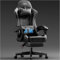 HLFURNIEU Chaise Gaming Massante, Fauteuil Gaming avec Coussin à Ressorts Ensachés, Chaise Gamer avec Coussin Lombaire Massant et Repose-Pieds, Appui-tête, Siège Gaming Noir