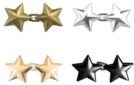 4 Piece Star Shaped Waist Cinching Pants Clip, Pants Clips to Tighten Waist, Star Jean Waist Tightener, Adjustable Pant Waist Tightener for Loose Jeans, Skirts, Sleeves, Sweaters Clothing Accessories
