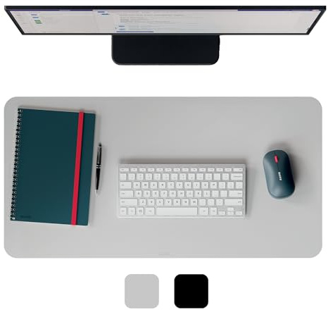 Leitz Large Leather Desk Mat – Recycled Leather Desk Pad, Non-Slip Mat, Premium Writing Pad, Keyboard & Mouse Mat, Laptop Desk Protector for Office & Home, Blotter, Eco-Friendly (70x36cm, Light Grey)