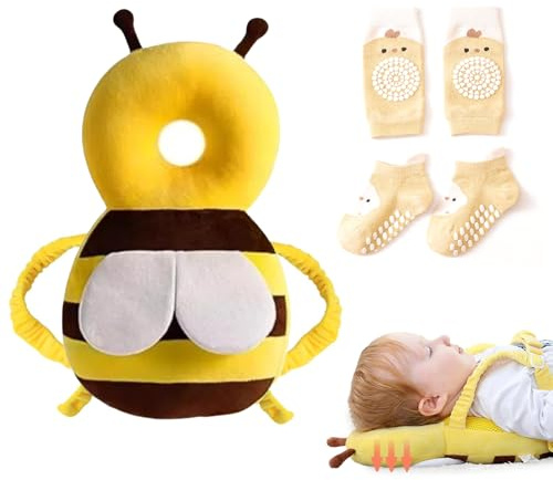 Mochila Protectora Ajustable para Bebés con Rodilleras y Calcetines Antideslizantes, Cojín de Protección para Cabeza y Espalda para Bebés que Gatean y Aprenden a Caminar de 6 a 12 Meses