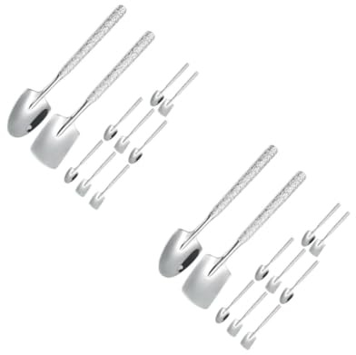 ABOOFAN 20 Piezas Cucharas de Acero Inoxidable con Pala Cuadrada Cucharas para Postres Helado Yogur y Café Utensilios Multifuncionales para Servir Fiestas y Reuniones