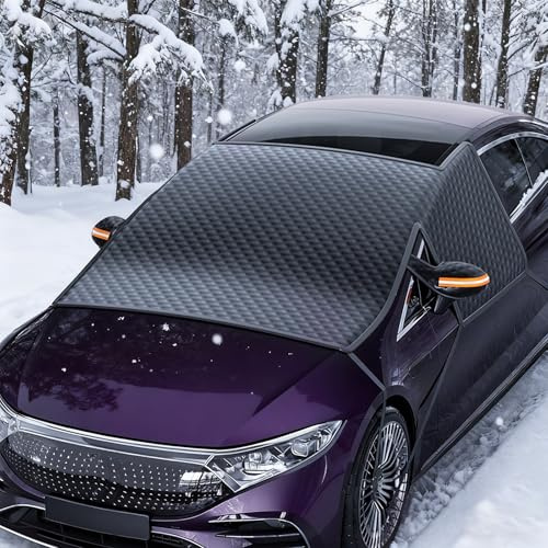 Bâche Pare Brise Hiver Voiture, avec 9 Aimants 6 Sangles 6 Crochets Couverture Pare Brise Voiture Anti-Givre Neige UV pour SUV/Voiture Bâche Protection Hiver Pare-Brise, Protège Pare-Brise Givre