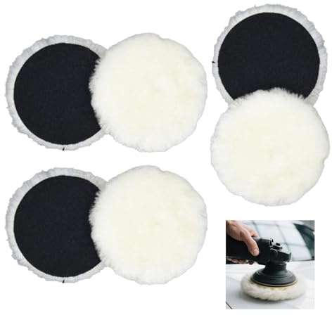 6 almohadillas de pulido de 125 mm, color blanco, disco de pulido para lijadora orbital, almohadillas de pulido autoadhesivas de lana, compatibles con Bosch y otras lijadoras para coche y suelo