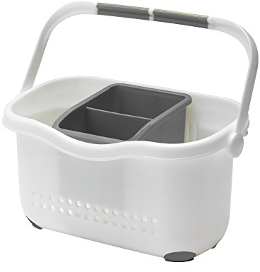 Addis 517764 Premium Sink Cutlery Draining Storage Caddy, White/Grey, 12 x 24 x 20.5 cm