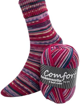 Comfort Wolle Sockenwolle 100gr Knaul 4-Fach 420m Premium Strumpfgarn Made in Italy mit großer bunter Farbauswahl (55-02)