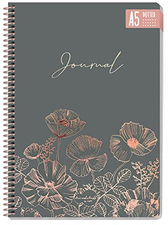 paper&you® dotted Journal A5 mit Spiralbindung Poppy 160 Seiten, Notizbuch gepunktet mit Spirale, College-Block, Spiral-Block, Notizblock - nachhaltig & klimafreundlich