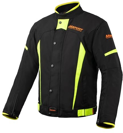 Msport Giacca Moto 4 Stagioni Impermeabile, Giacca Moto con Interno Termico Rimovibile, Antivento e Antipioggia - XL
