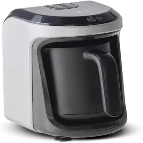 KARACA Hatır Hüps Turkish Coffee Maker & Milk Steamer, 5-Cup Capacity Turkish Coffee Pot, 535W, Pearl White, Auto Shut-off, Overflow Protection