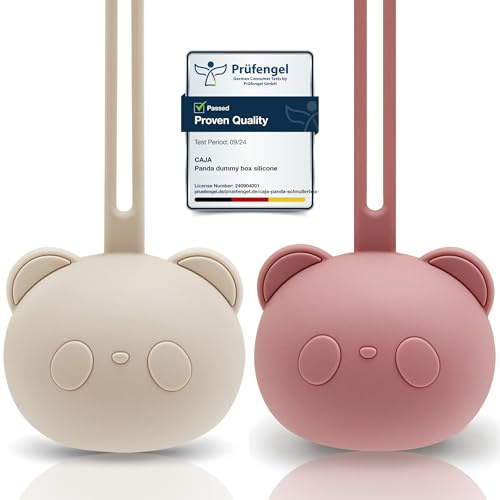 CAJA Napphållare 2-pack Nappförvaring i silikon | BPA-fri | Hygienisk förvaring för napp | Perfekt för barnvagn och skötväska | Present vid födseln
