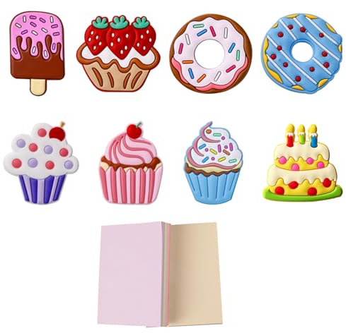 8 piezas de imán de nevera, 1 nota adhesiva, imanes 3D decorativos