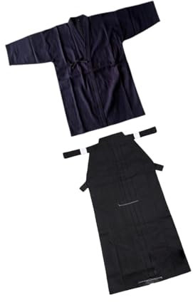 rockible Japanisches Kendo-Uniform-Set, atmungsaktives traditionelles Iaido-Samurai-Outfit, Blau und Schwarz, 170CM