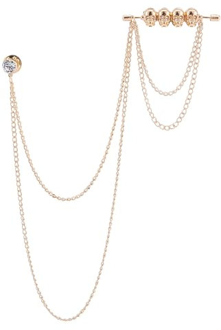 NICENEEDED Men's Suit Pin with Double Hanging Chains, Brooch Collar Lapel Pins for Men, Shirt Tuxedo Tie Chain Tassel Collar Brooch Badge Clip Suit Accessories for Men Grooms Formal Business Attire