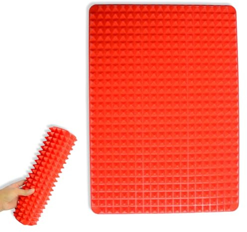 GGUFAY Tapis de Cuisson Barbecue, 40x29CM,Silicone Résistant à Chaleur Tapis de Cuisson,Pas facile à décolorer,​Anti-Adhérent Réutilisable Nettoyable, pour Fours Assistés/Charbon/Gaz/Grill électrique
