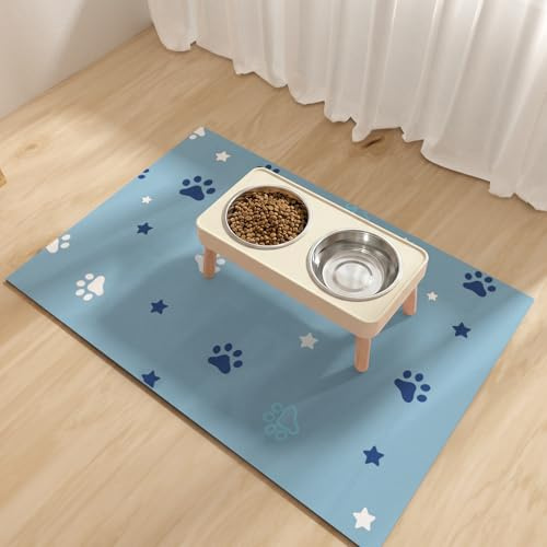 Tapis d'alimentation pour Chien 40x60cm, Tapis Absorbant pour Bol d'eau pour Chats en Caoutchouc pour Nourriture pour Animaux