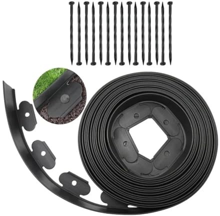 Cinta de Borde Flexible plástico 5 m for paisajismo, jardinería y Bordes parterres, Ideal for Caminos jardín para Parterres(Black)