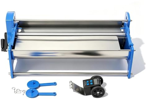 Máquina de encolado de papel pintado con manivela, máquina de encolado de papel pintado manual, aplicador de pegamento de acero inoxidable con medidor electrónico, rango de trabajo de 52-53 cm.