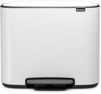 Brabantia Bo Pedal Bin, Steel, White, 11 + 23 L