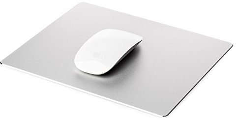 Desire2 Mousepad Gaming Aluminium Mauspad Rechteckig Wasserfest Anti-Rutsch Gummi-Unterlage kratzfreie Oberfläche Maus Pad kompatibel mit Apple Mac, MacBook, iMac, Computer, Laptop, Maus – Silber