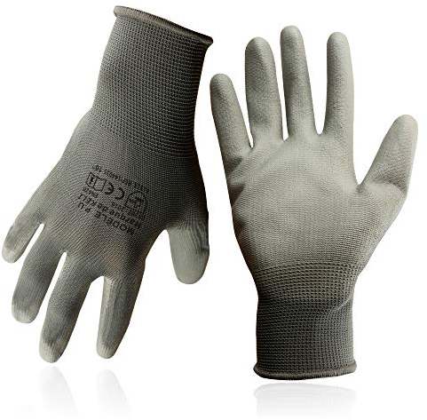 KELI FRANCE - K•Protect - 5 Paires de Gants de Protection polyuréthane PU à Usages Multiples, Gant de Protection avec Préhension et Confort Supérieurs, Gris,Taille 10 (5, T10)