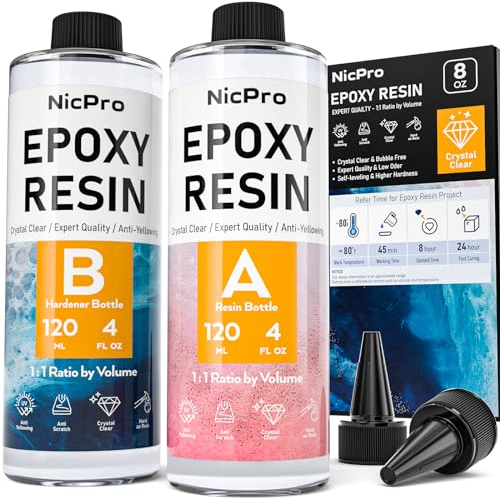 Nicpro Art Epoxidharz-Set, 275 g, 227 g, Kunst-Starter, klare Beschichtung und Gießharz für DIY Harzformen, Pigment, Puder, Schmuckherstellung, Kit – Easy Mix 1:1 Verhältnis