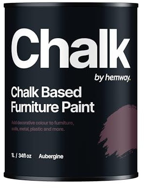Hemway - Chalk Based Furniture Paint - Aubergine Purple 1 L | Chalky Matt Shabby Chic Finish for Interior & Exterior Home Decor | Quick Dry & All-in-one