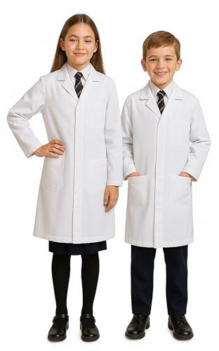 Chrysotex Blouse Blanche Enfant, 100% Coton, Boutons-Pression, 4-14 Ans, Haute Qualité pour Garçons et Filles, 12-14 Ans
